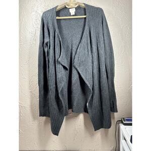 Sigrid Olsen Cardigan Shrug Stretch Knit Ultra Plush Waterfall Gray Size XS‎